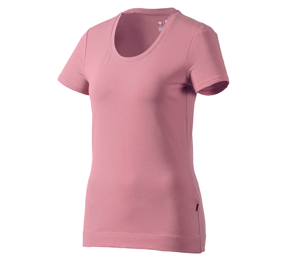 Överdelar: e.s. T-Shirt cotton stretch, dam + gammalrosa