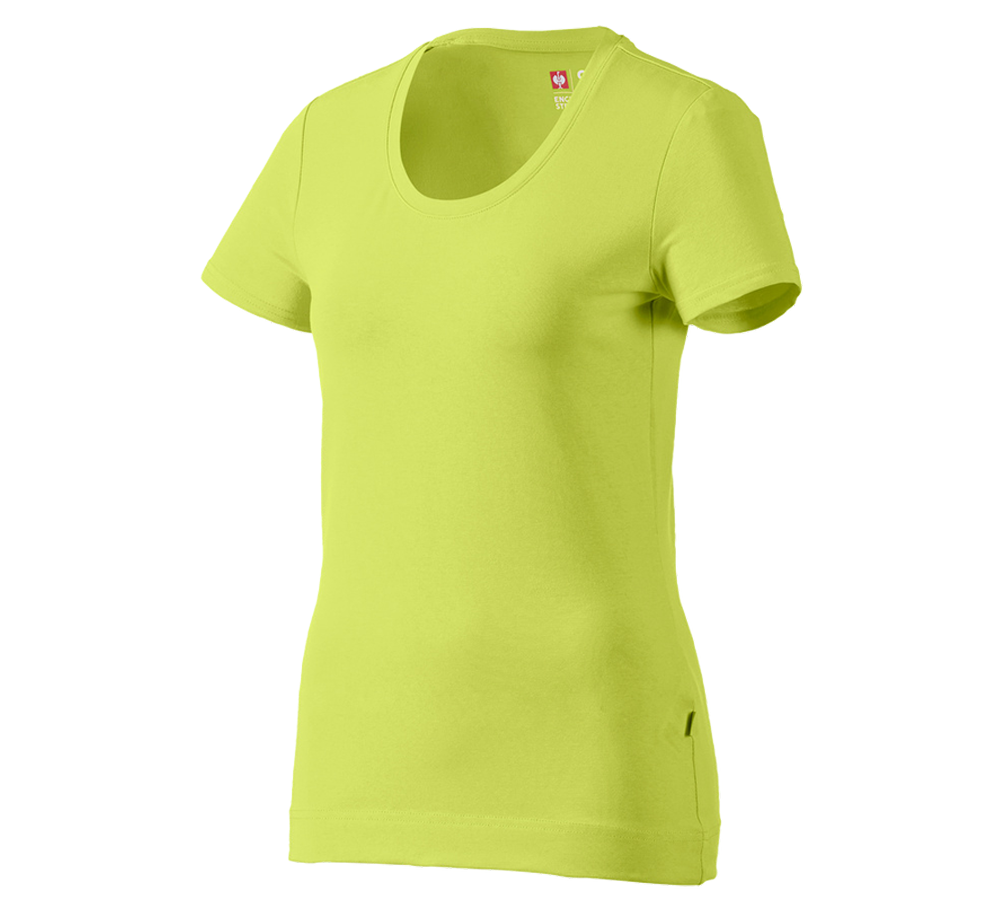 Överdelar: e.s. T-Shirt cotton stretch, dam + majgrön