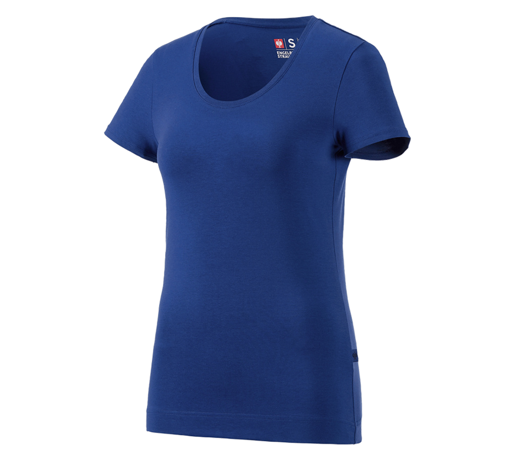 Överdelar: e.s. T-Shirt cotton stretch, dam + kornblå