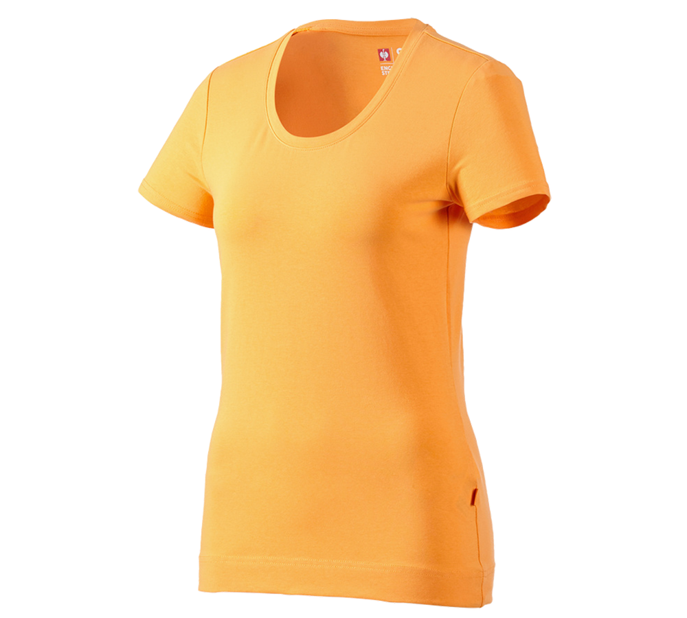 Överdelar: e.s. T-Shirt cotton stretch, dam + ljusorange
