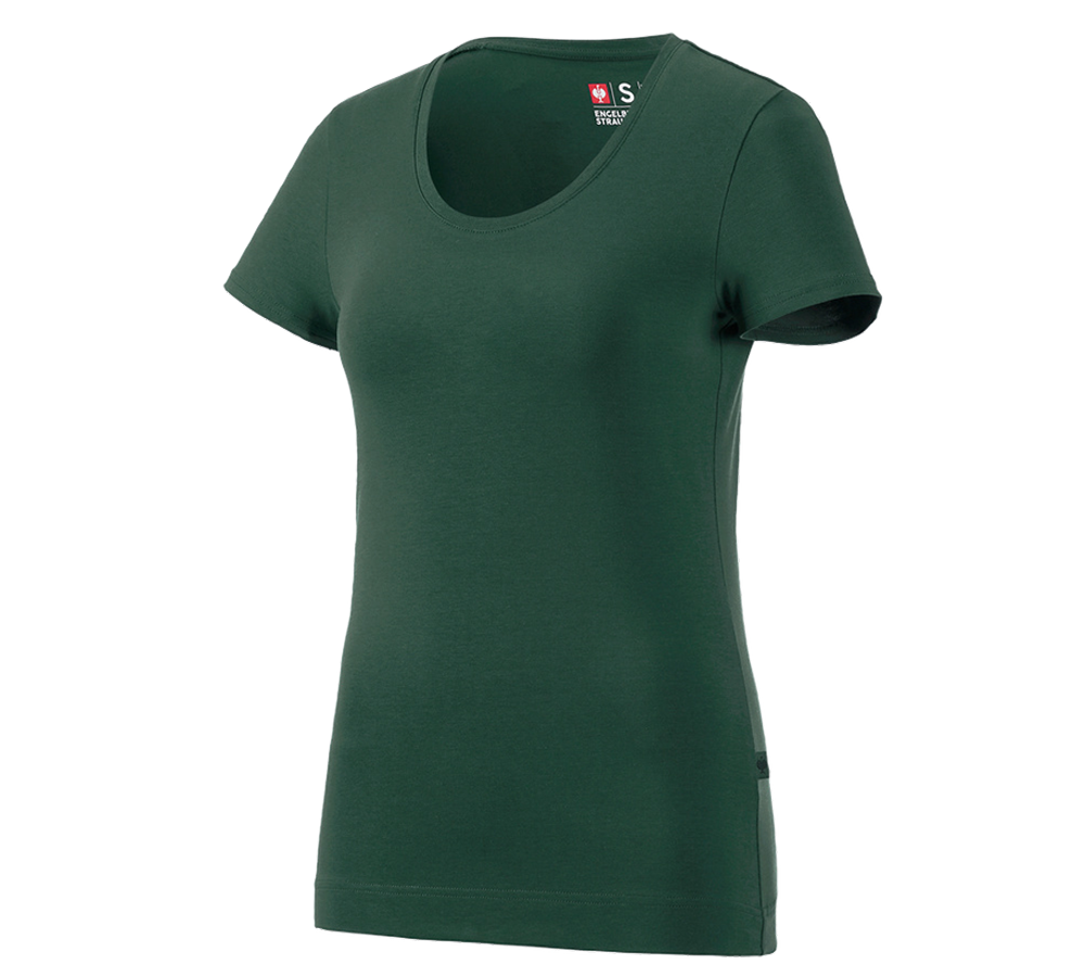Teman: e.s. T-Shirt cotton stretch, dam + grön