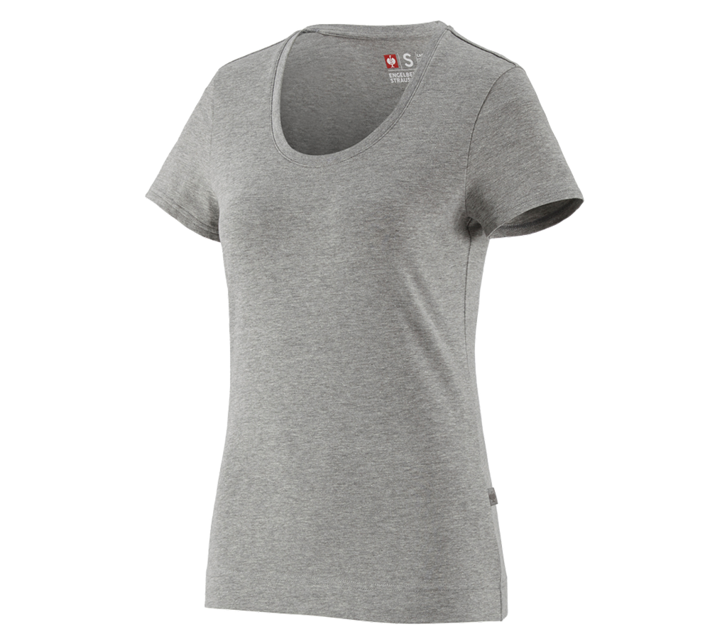Överdelar: e.s. T-Shirt cotton stretch, dam + gråmelerad