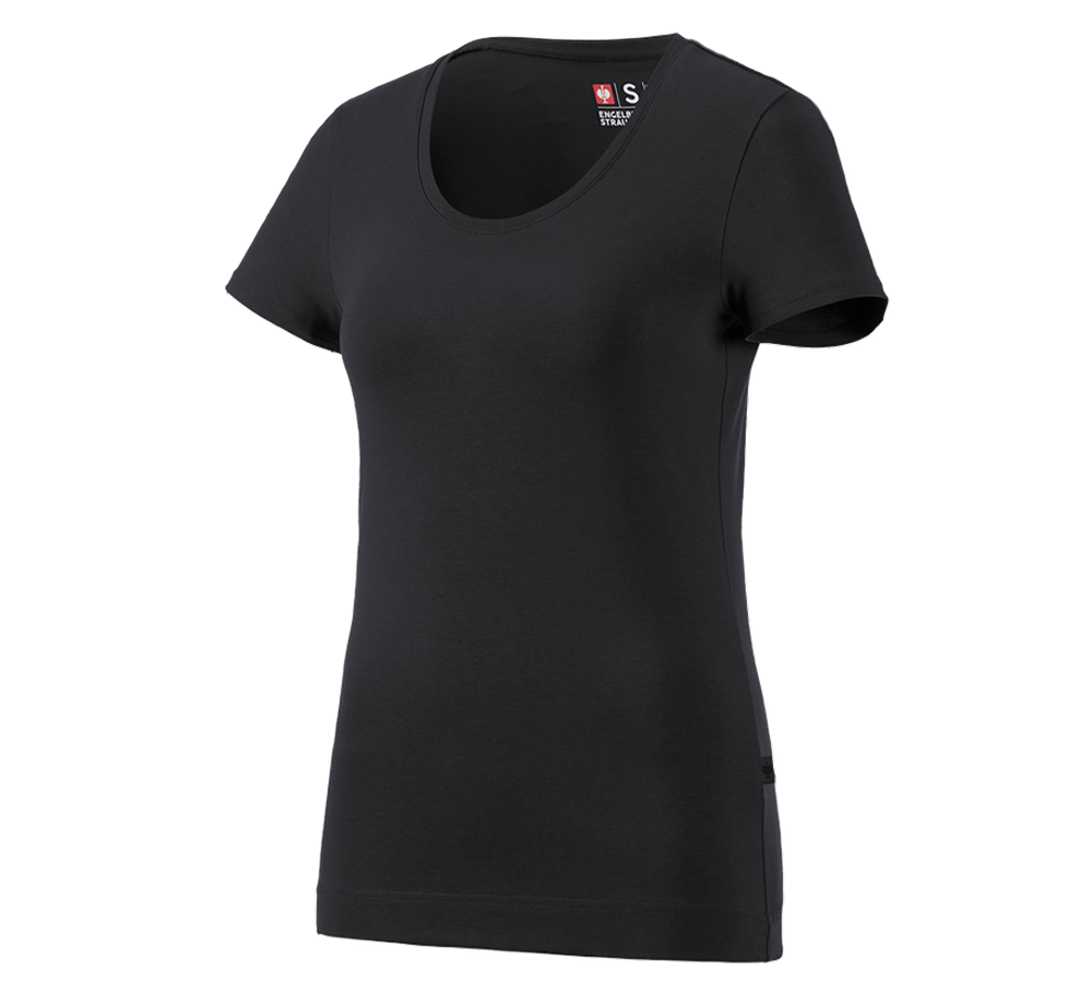 Överdelar: e.s. T-Shirt cotton stretch, dam + svart