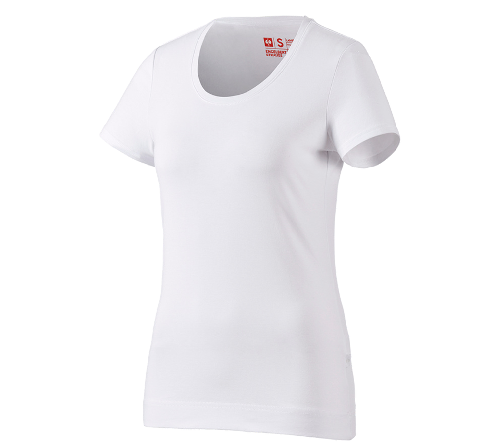 Överdelar: e.s. T-Shirt cotton stretch, dam + vit