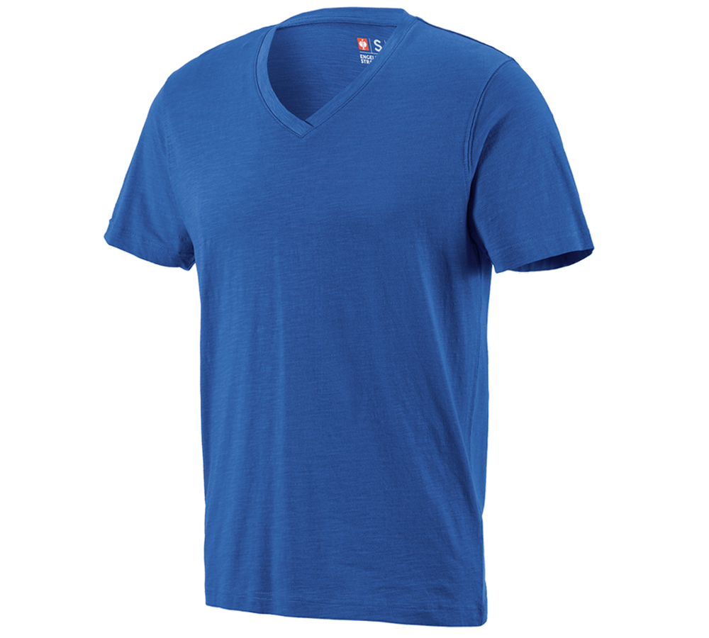 Shirts, Pullover & more: e.s. T-shirt cotton slub V-Neck + gentianblue