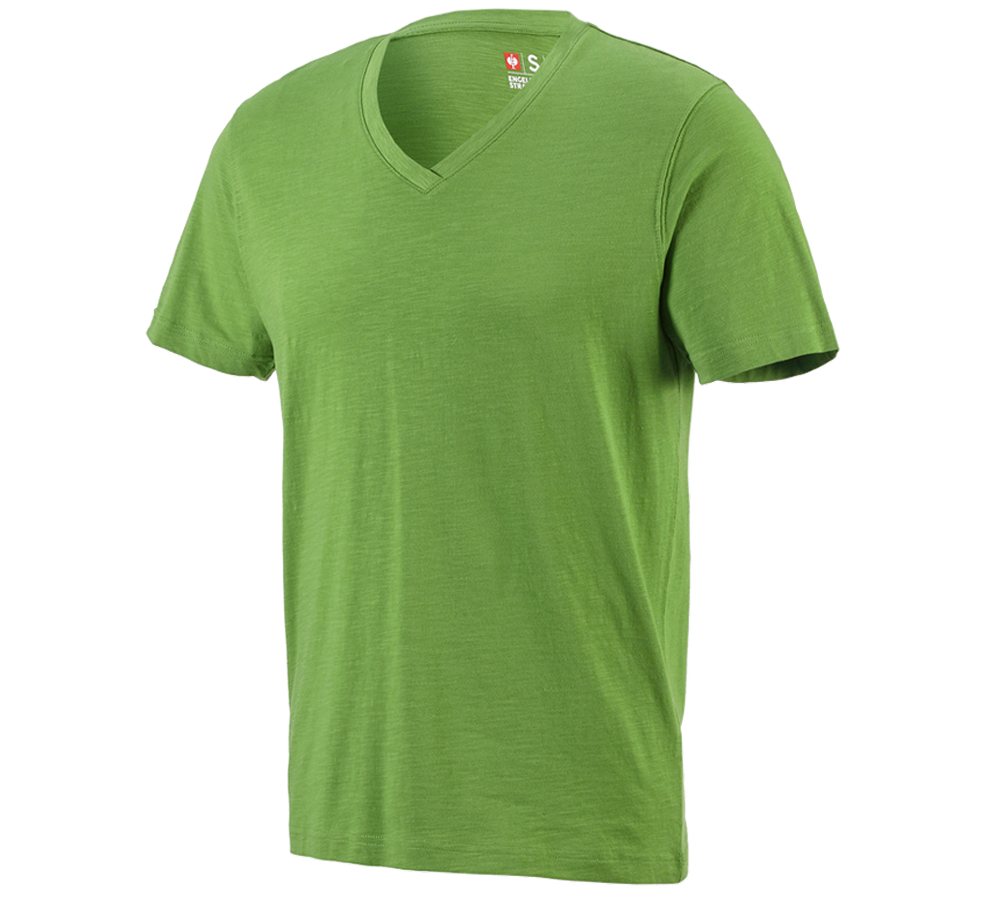 Överdelar: e.s. T-Shirt cotton slub V-Neck + sjögrön