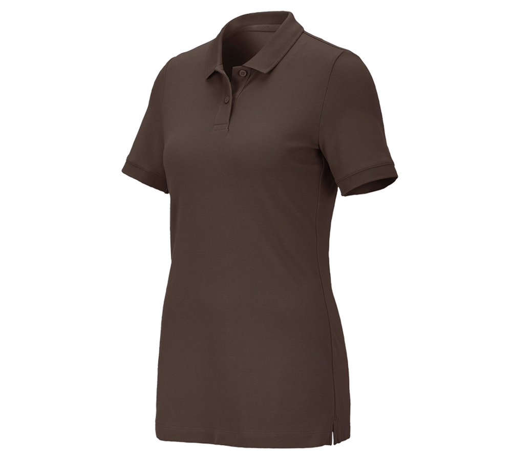 Plumbers / Installers: e.s. Pique-Polo cotton stretch, ladies' + chestnut