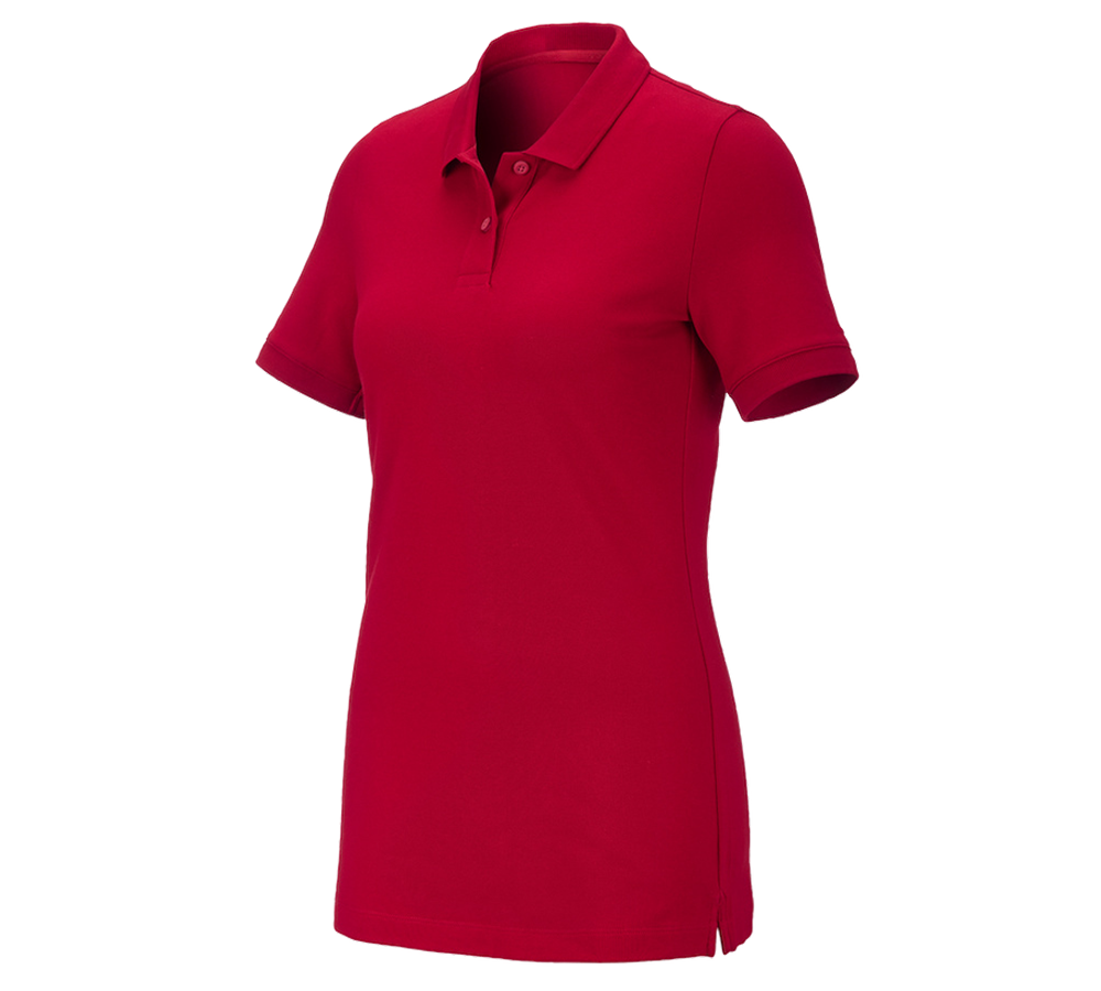 Gardening / Forestry / Farming: e.s. Pique-Polo cotton stretch, ladies' + fiery red