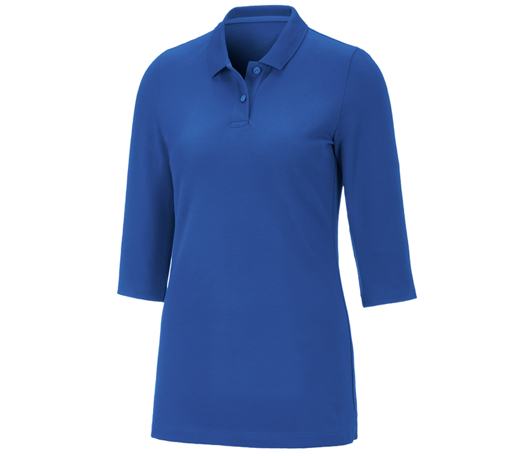 Plumbers / Installers: e.s. Pique-Polo 3/4-sleeve cotton stretch, ladies' + gentianblue