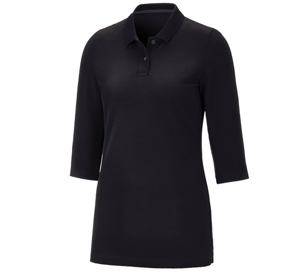 Plumbers / Installers: e.s. Pique-Polo 3/4-sleeve cotton stretch, ladies' + black