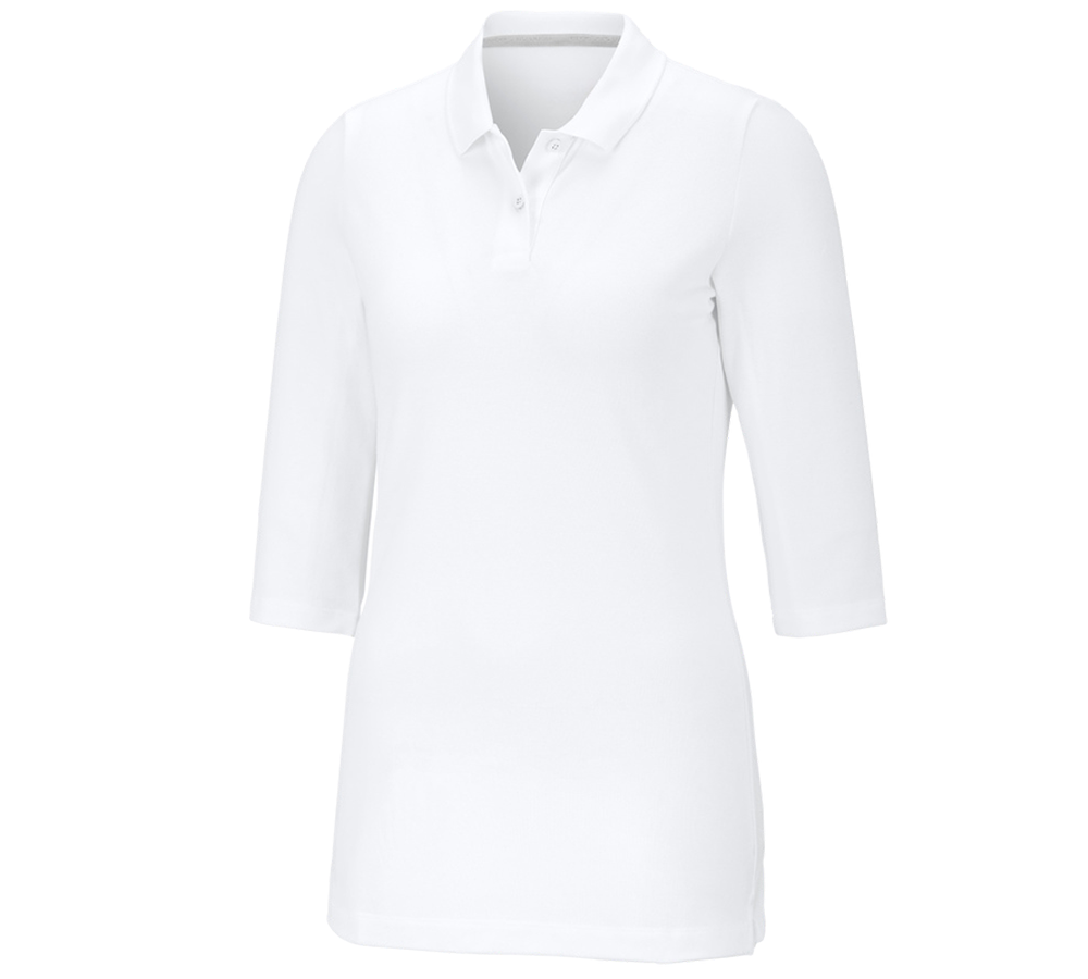 Shirts, Pullover & more: e.s. Pique-Polo 3/4-sleeve cotton stretch, ladies' + white