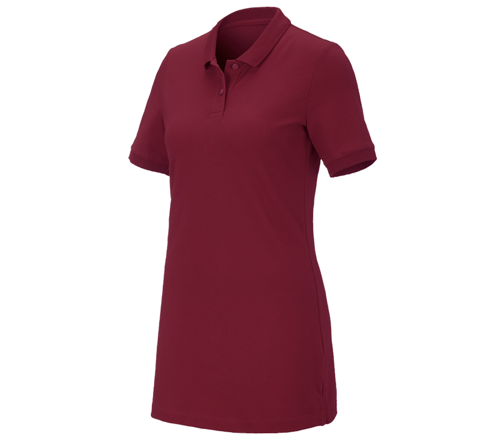 Shirts, Pullover & more: e.s. Pique-Polo cotton stretch, ladies', long fit + bordeaux