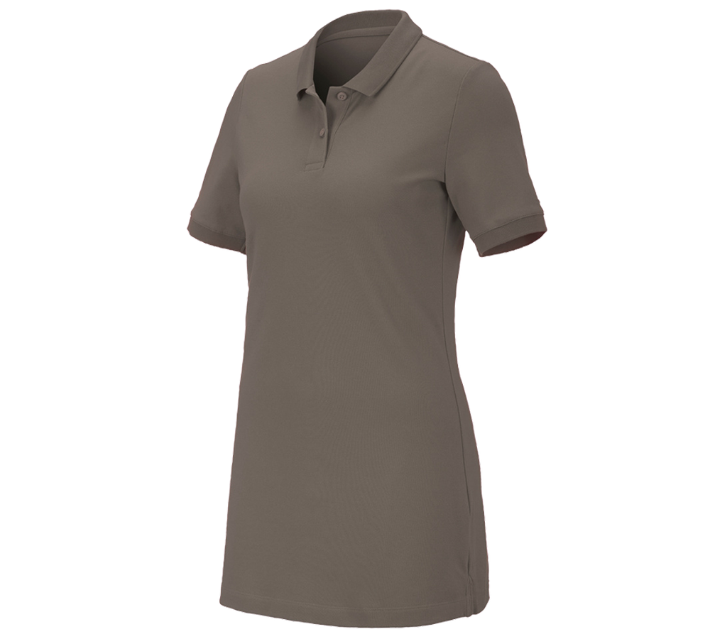 Gardening / Forestry / Farming: e.s. Pique-Polo cotton stretch, ladies', long fit + stone
