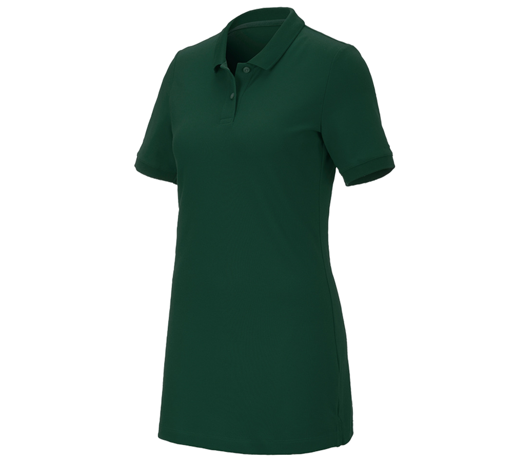 Plumbers / Installers: e.s. Pique-Polo cotton stretch, ladies', long fit + green