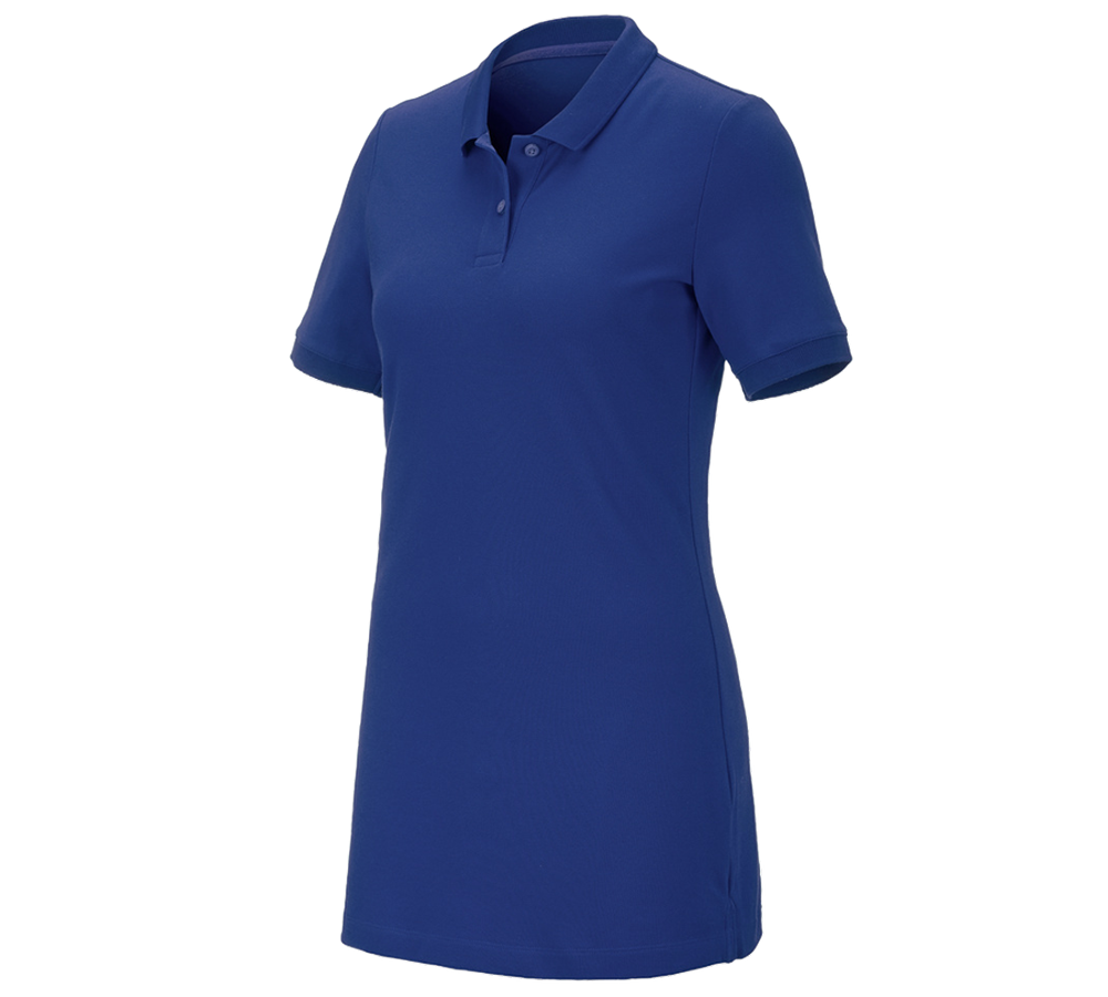 Gardening / Forestry / Farming: e.s. Pique-Polo cotton stretch, ladies', long fit + royal