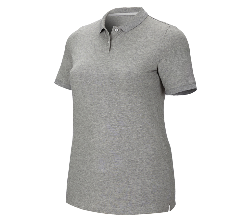 Plumbers / Installers: e.s. Pique-Polo cotton stretch, ladies', plus fit + grey melange