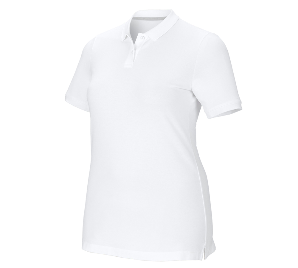 Plumbers / Installers: e.s. Pique-Polo cotton stretch, ladies', plus fit + white