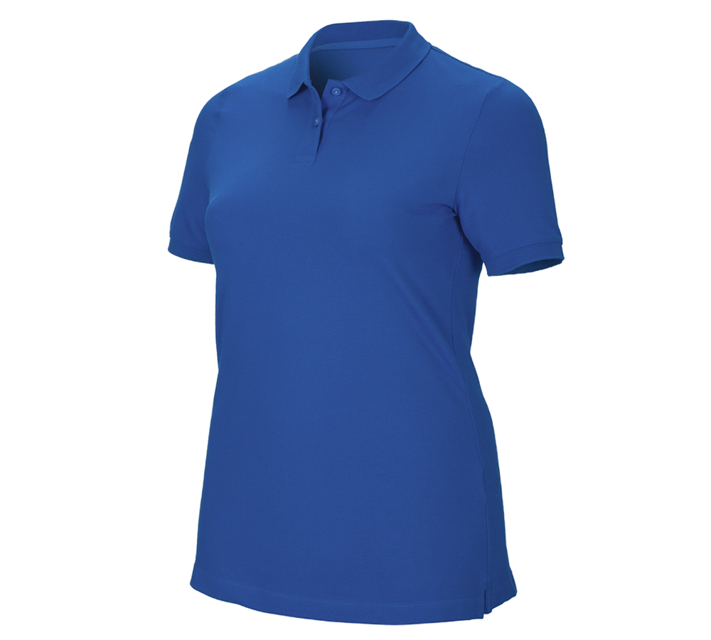 Plumbers / Installers: e.s. Pique-Polo cotton stretch, ladies', plus fit + gentianblue