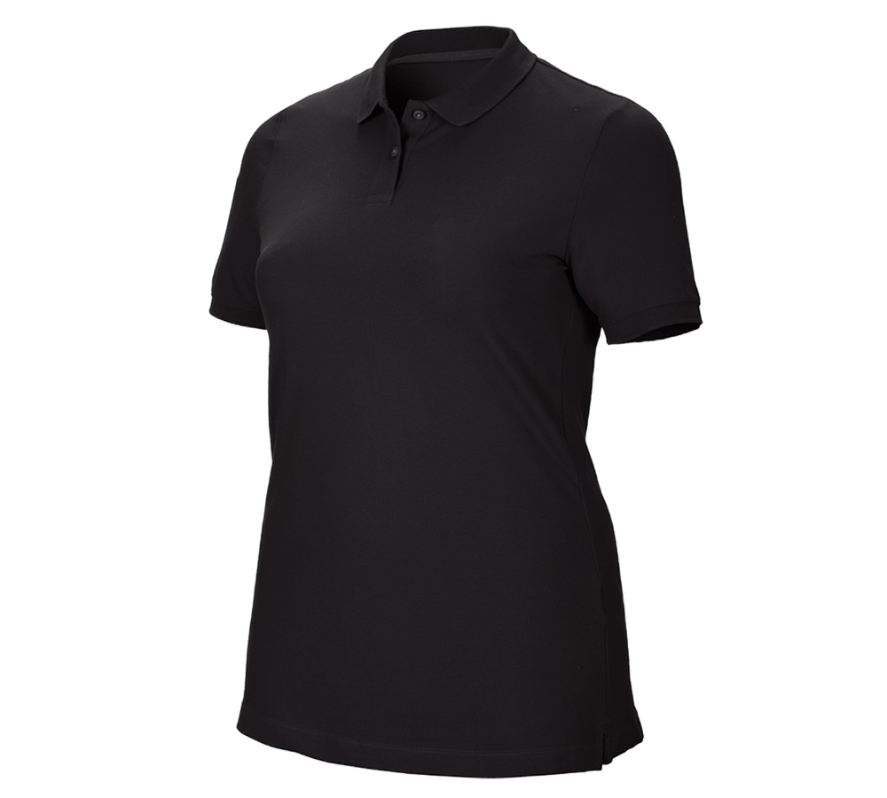 Plumbers / Installers: e.s. Pique-Polo cotton stretch, ladies', plus fit + black