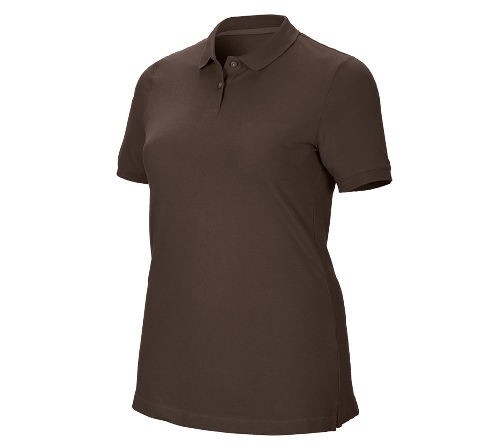 Plumbers / Installers: e.s. Pique-Polo cotton stretch, ladies', plus fit + chestnut