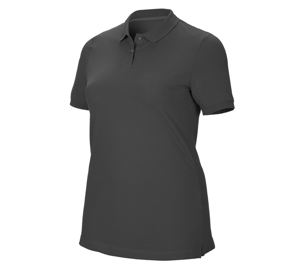 Gardening / Forestry / Farming: e.s. Pique-Polo cotton stretch, ladies', plus fit + anthracite