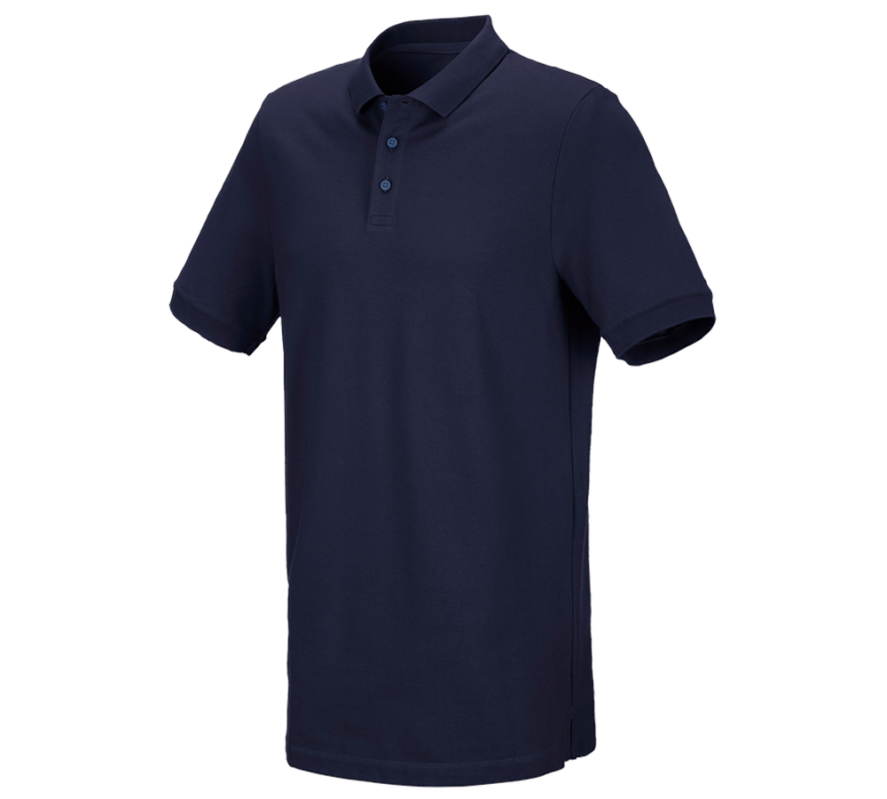 Shirts, Pullover & more: e.s. Piqué-Polo cotton stretch, long fit + navy
