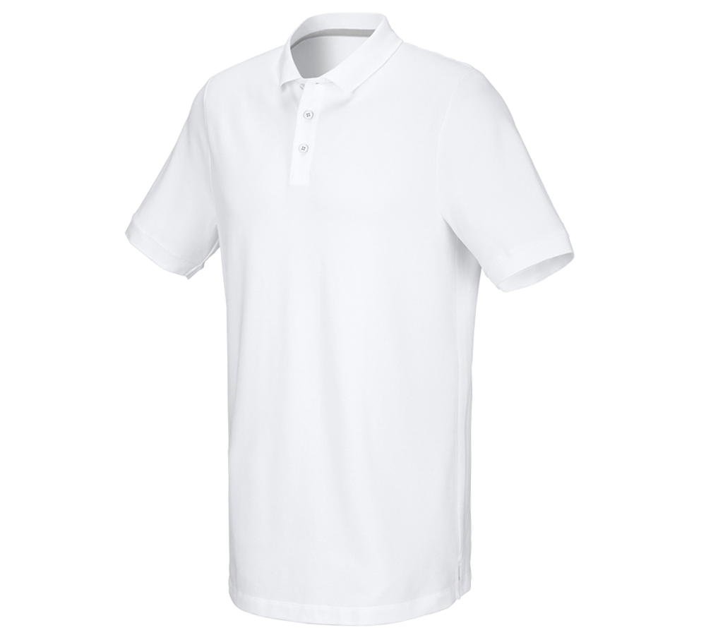 Shirts, Pullover & more: e.s. Piqué-Polo cotton stretch, long fit + white