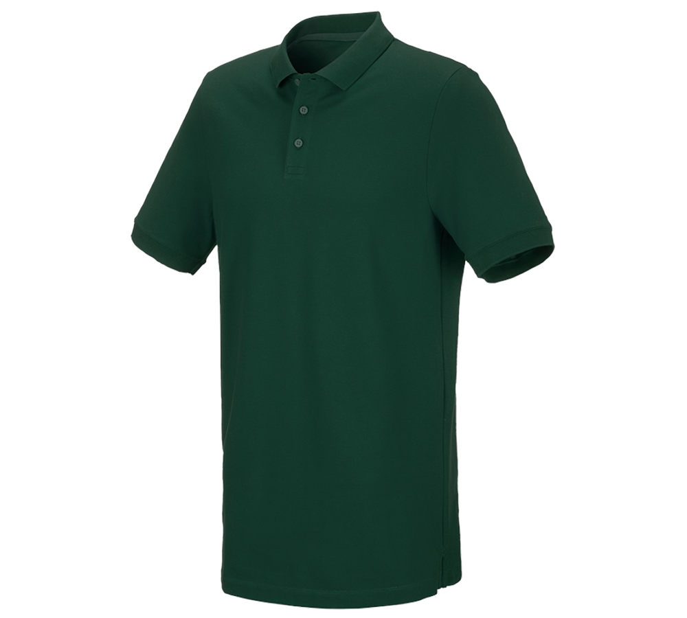 Shirts, Pullover & more: e.s. Piqué-Polo cotton stretch, long fit + green