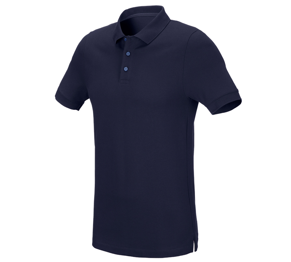 Shirts, Pullover & more: e.s. Pique-Polo cotton stretch, slim fit + navy