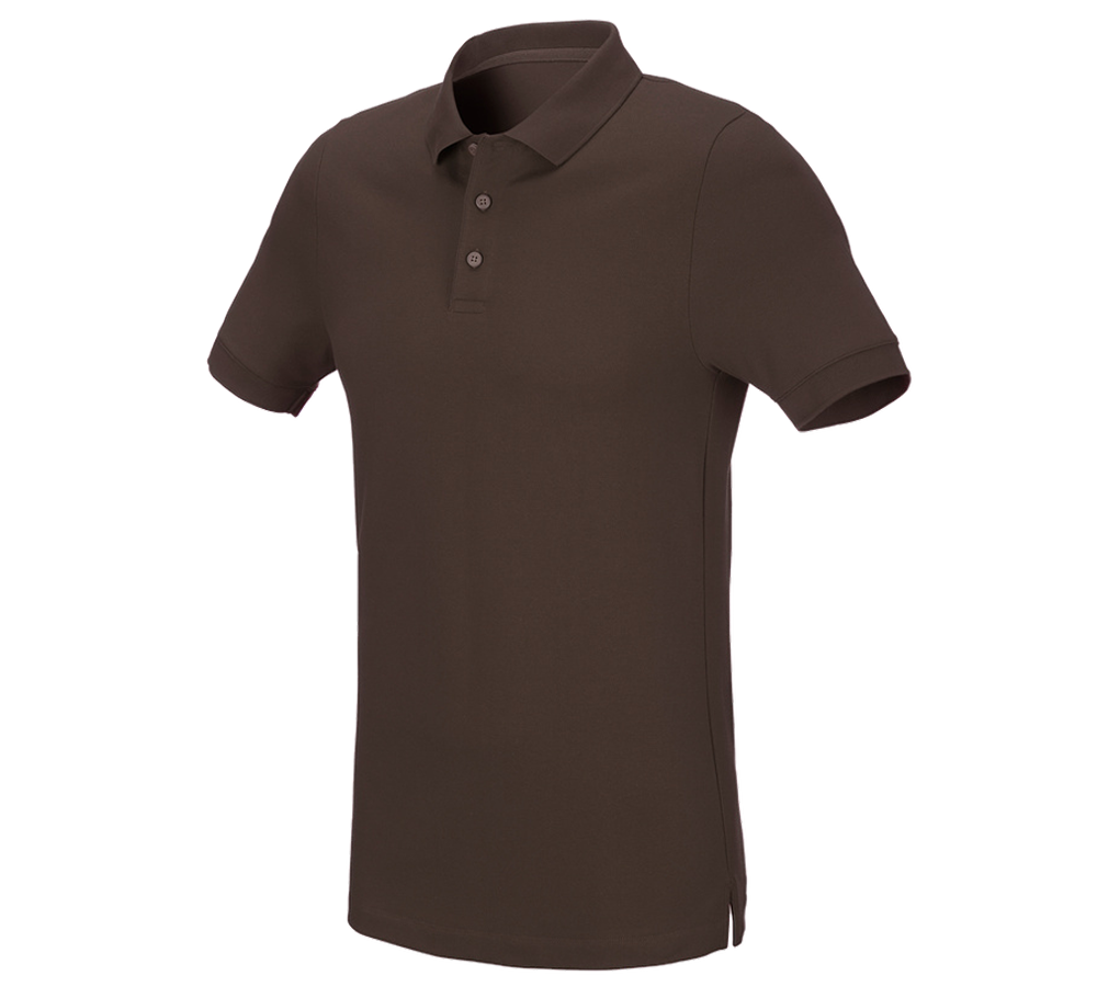 Shirts, Pullover & more: e.s. Pique-Polo cotton stretch, slim fit + chestnut