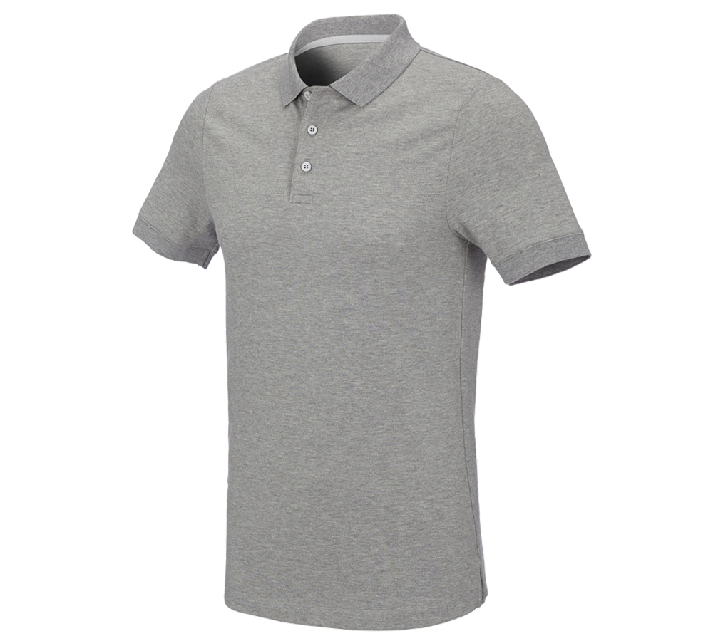 Plumbers / Installers: e.s. Pique-Polo cotton stretch, slim fit + grey melange