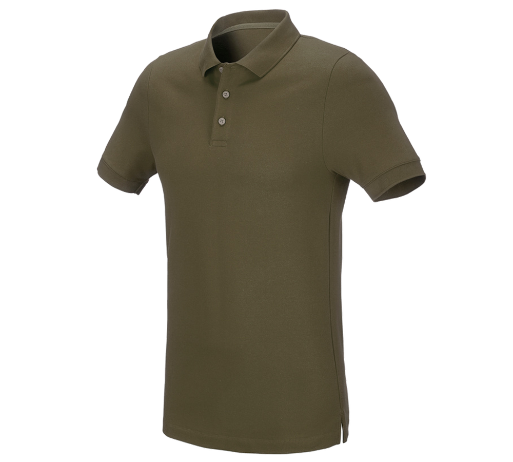 Plumbers / Installers: e.s. Pique-Polo cotton stretch, slim fit + mudgreen