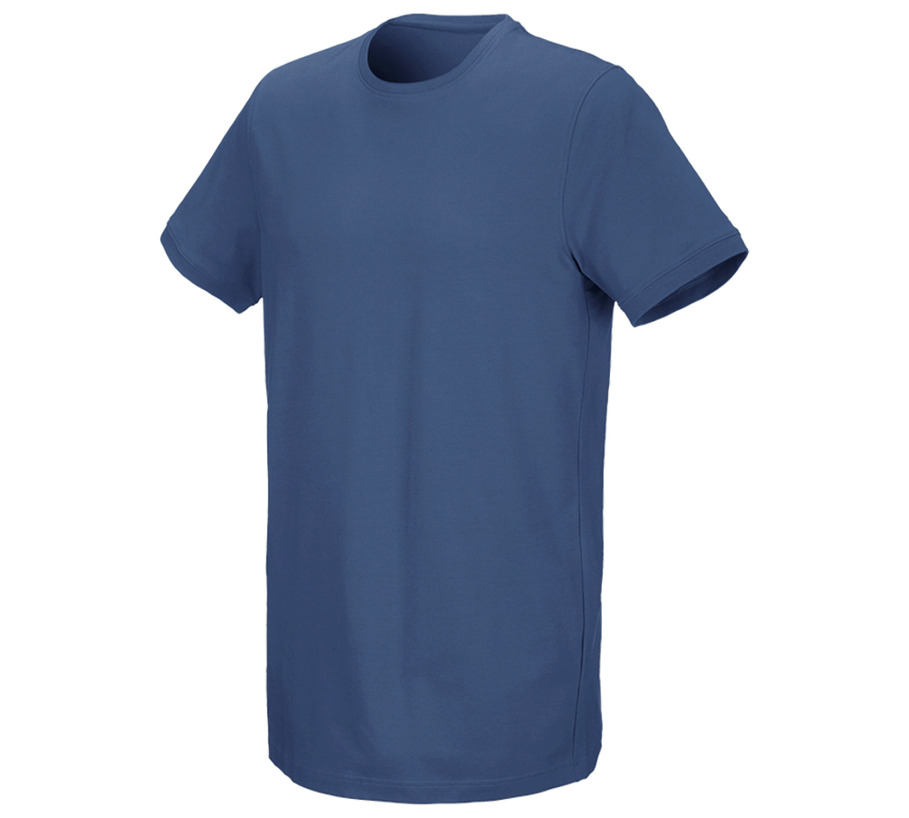 Överdelar: e.s. T-shirt cotton stretch, long fit + kobolt