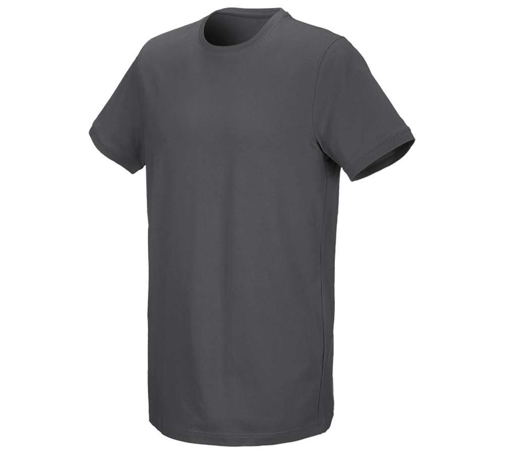 Överdelar: e.s. T-shirt cotton stretch, long fit + antracit