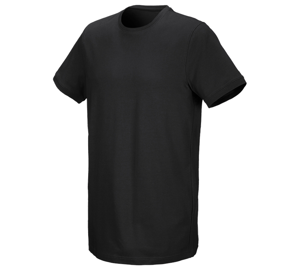 Överdelar: e.s. T-shirt cotton stretch, long fit + svart
