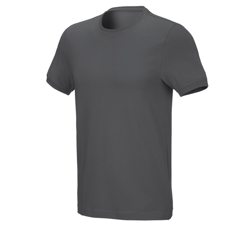 Topics: e.s. T-shirt cotton stretch, slim fit + anthracite