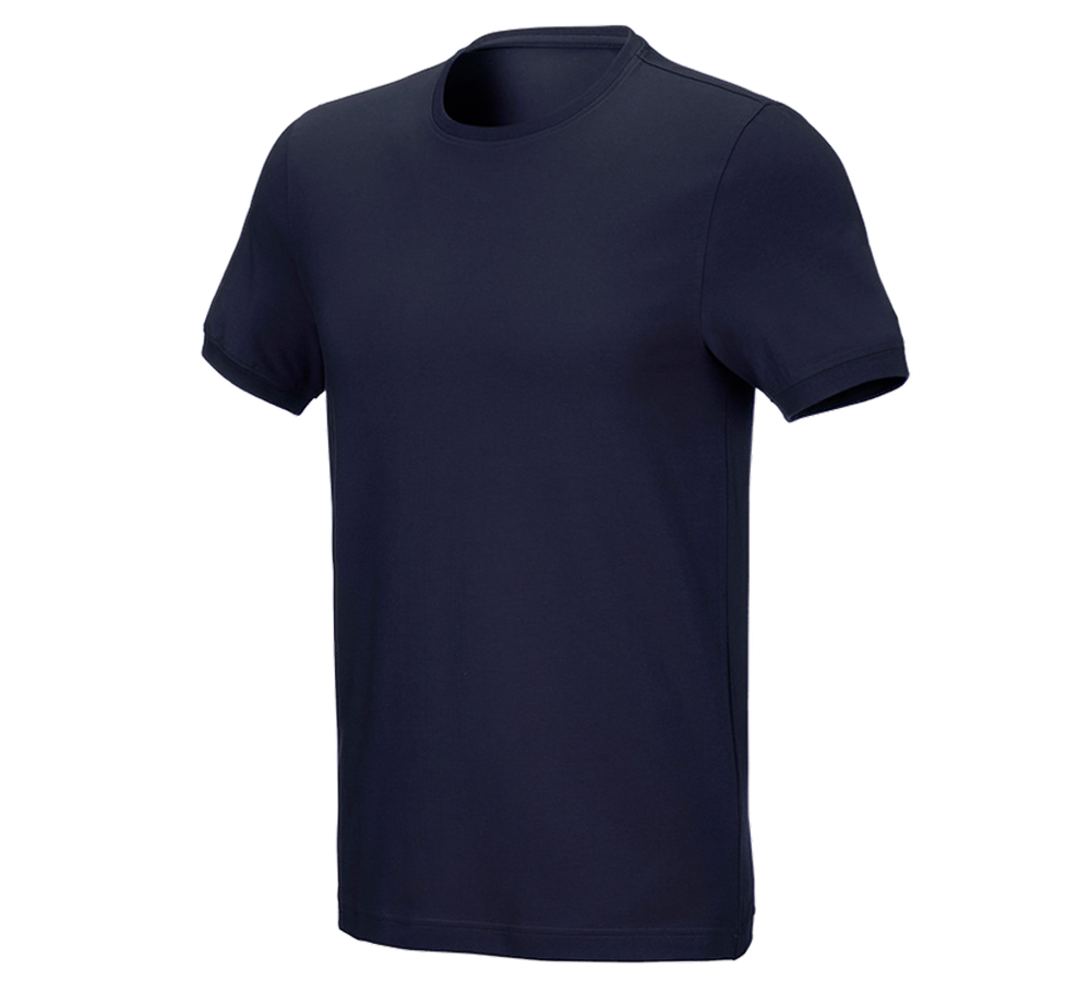 Överdelar: e.s. T-shirt cotton stretch, slim fit + mörkblå