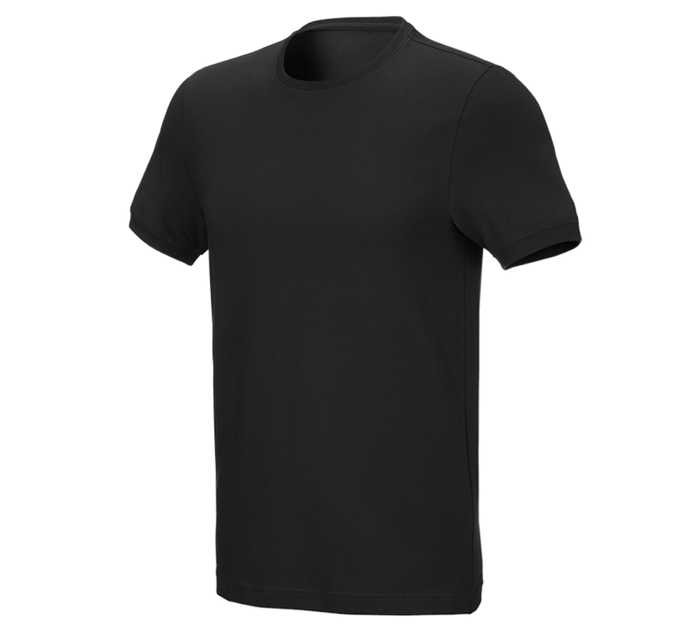 Överdelar: e.s. T-shirt cotton stretch, slim fit + svart