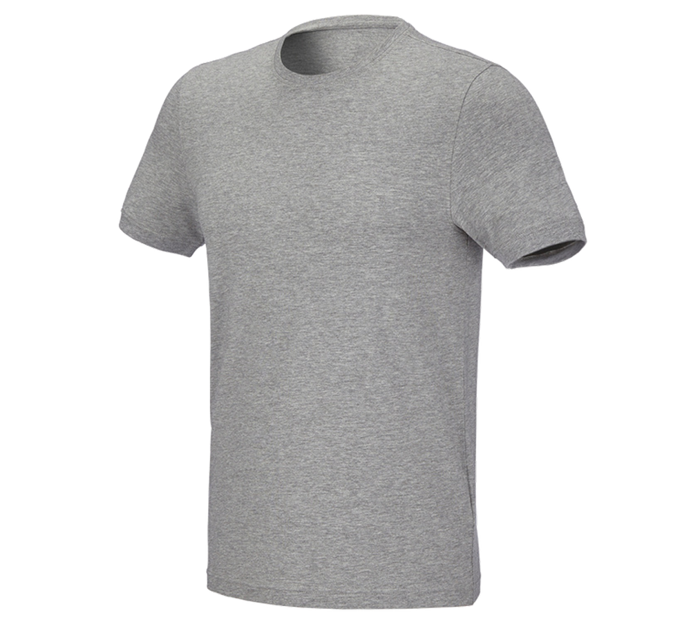 Överdelar: e.s. T-shirt cotton stretch, slim fit + gråmelerad