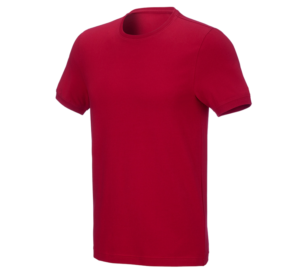 Gardening / Forestry / Farming: e.s. T-shirt cotton stretch, slim fit + fiery red