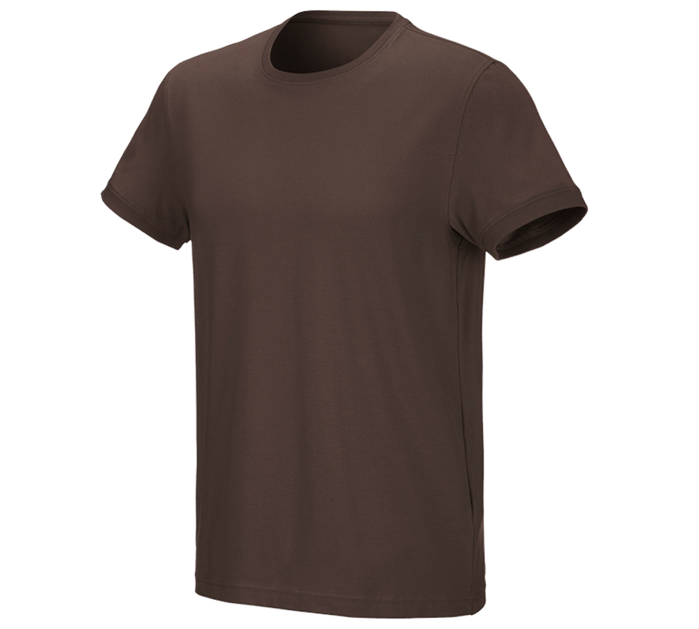 Överdelar: e.s. T-shirt cotton stretch + kastanj