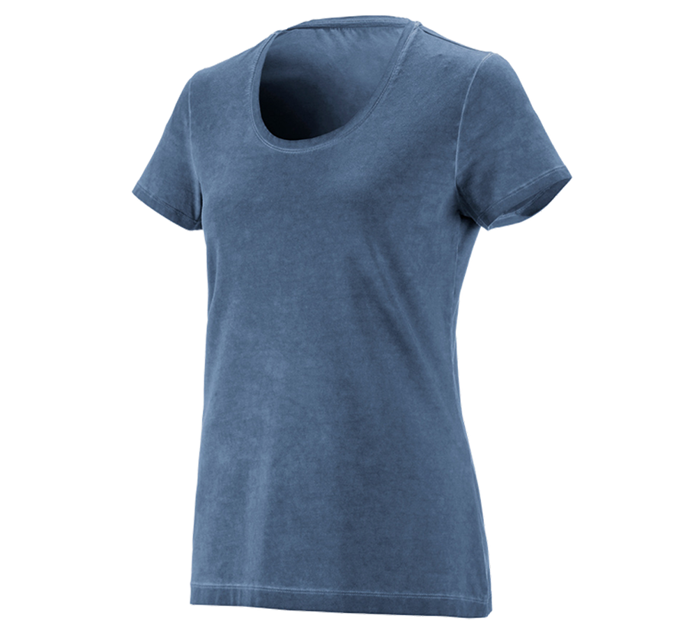 Överdelar: e.s. T-Shirt vintage cotton stretch, dam + antikblå vintage