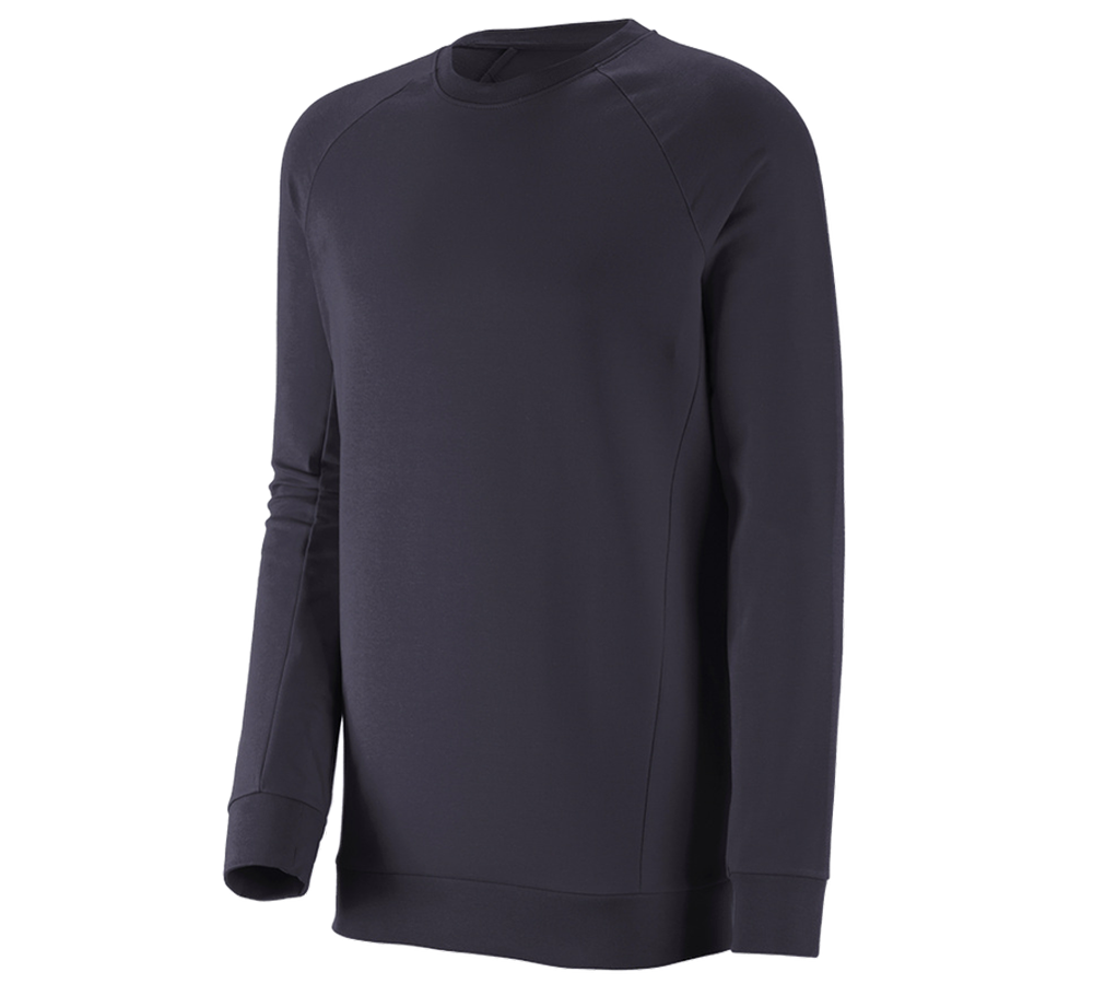 Överdelar: e.s. Sweatshirt cotton stretch, long fit + mörkblå