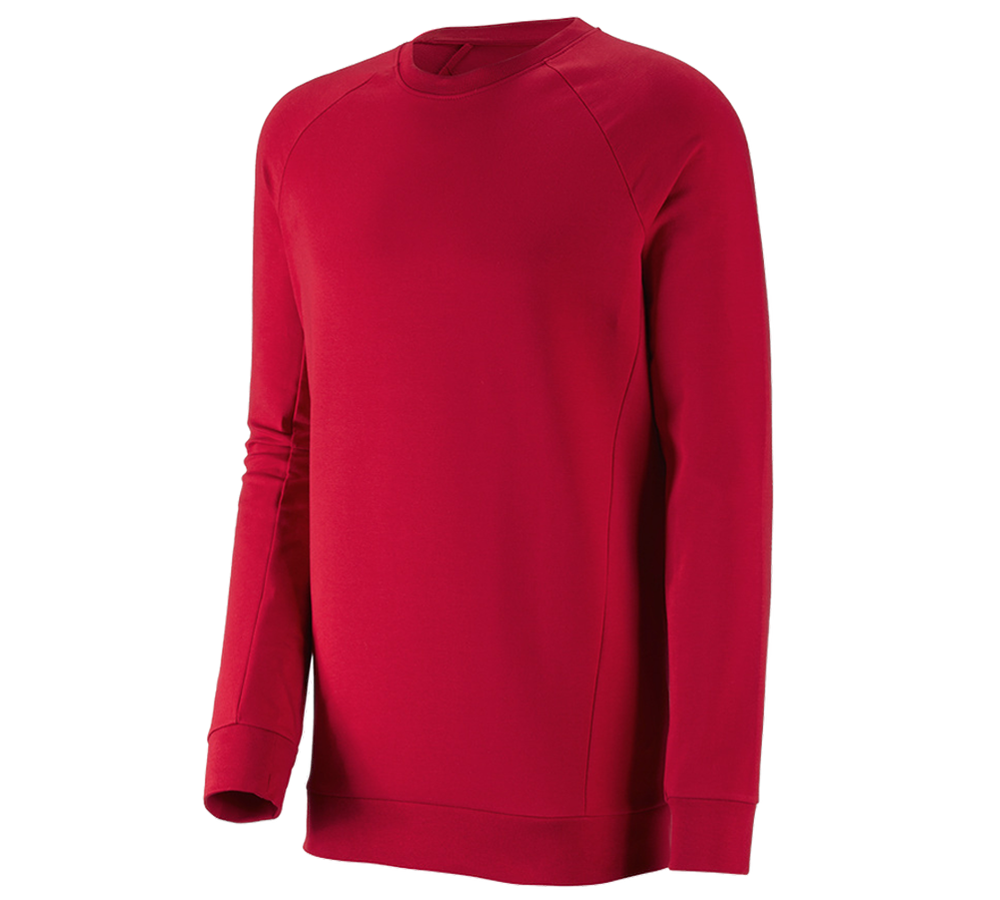 Överdelar: e.s. Sweatshirt cotton stretch, long fit + eldröd