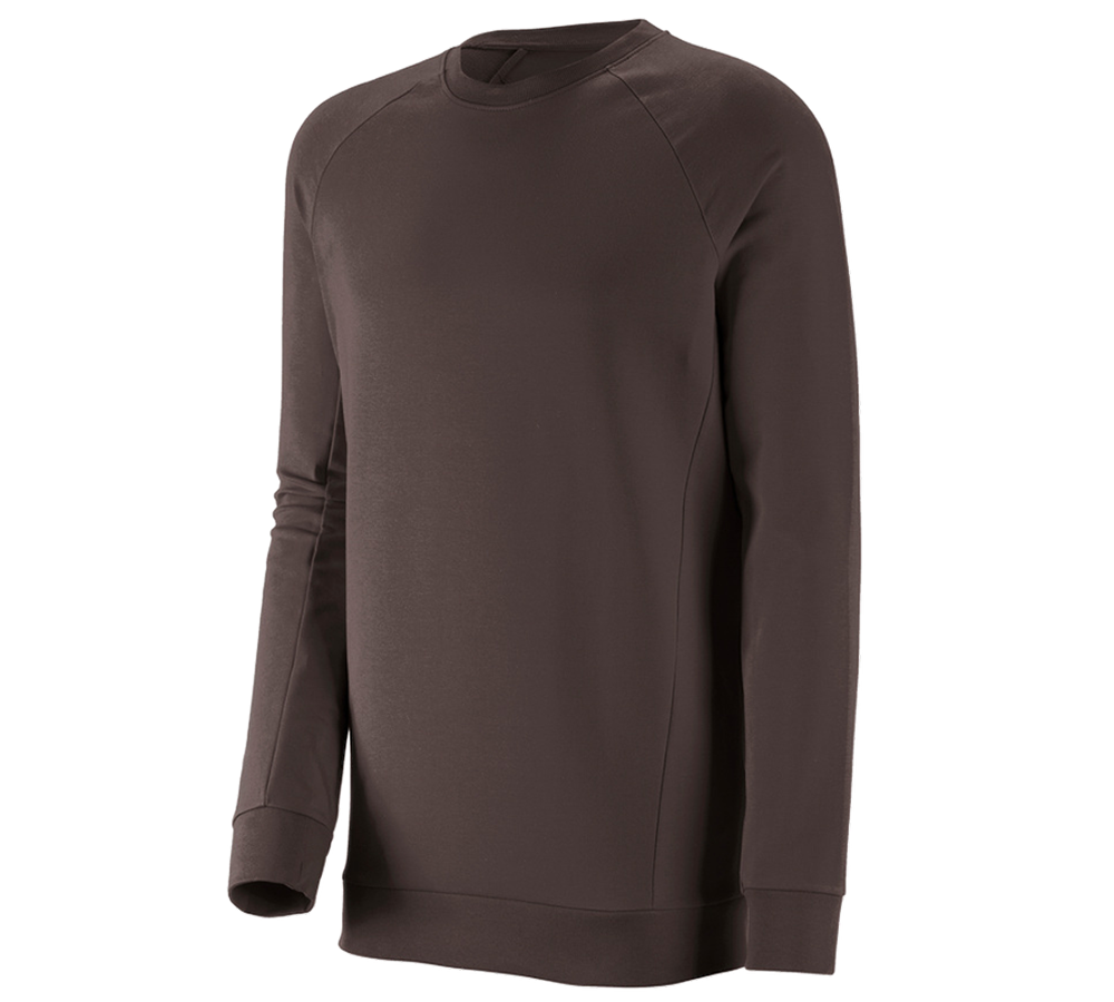 Överdelar: e.s. Sweatshirt cotton stretch, long fit + kastanj
