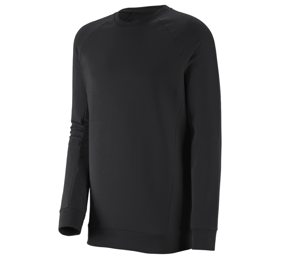 Överdelar: e.s. Sweatshirt cotton stretch, long fit + svart