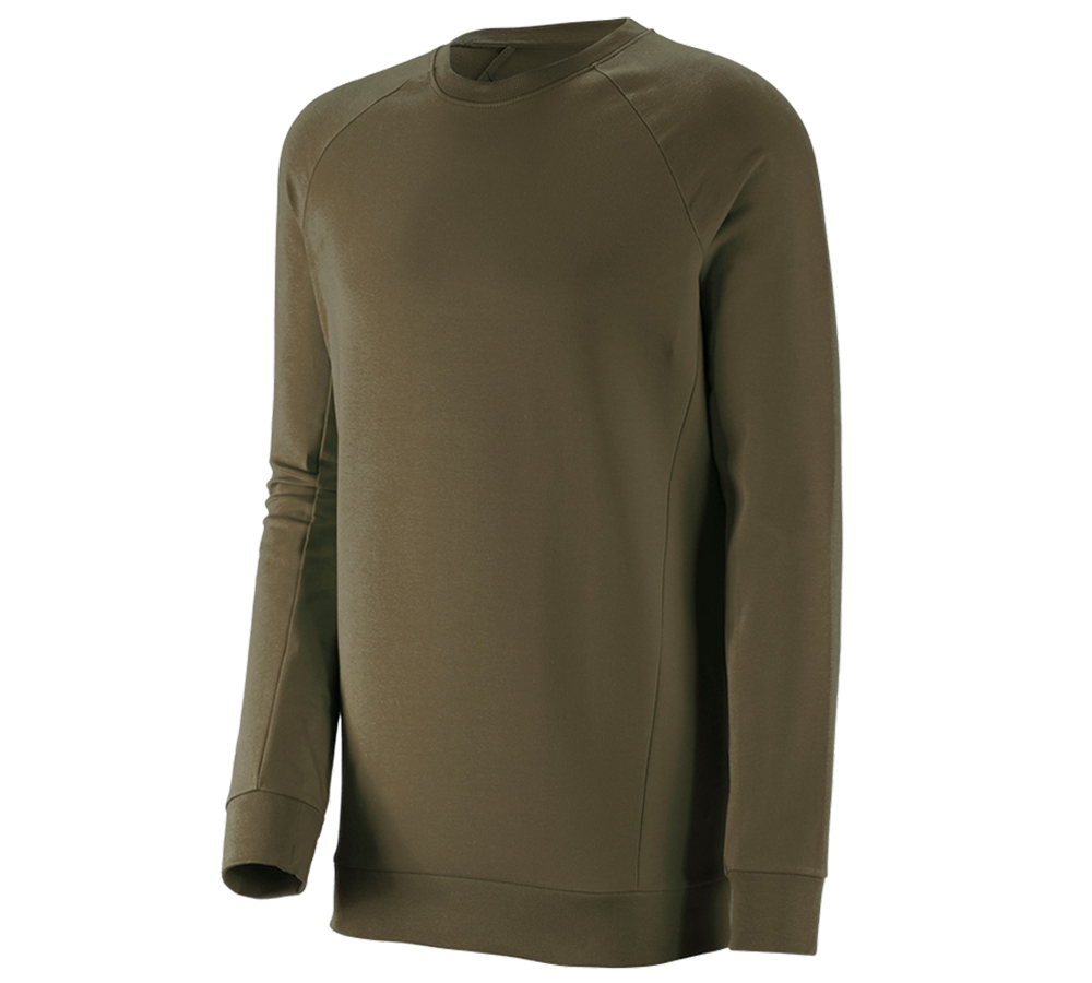 Teman: e.s. Sweatshirt cotton stretch, long fit + slamgrön