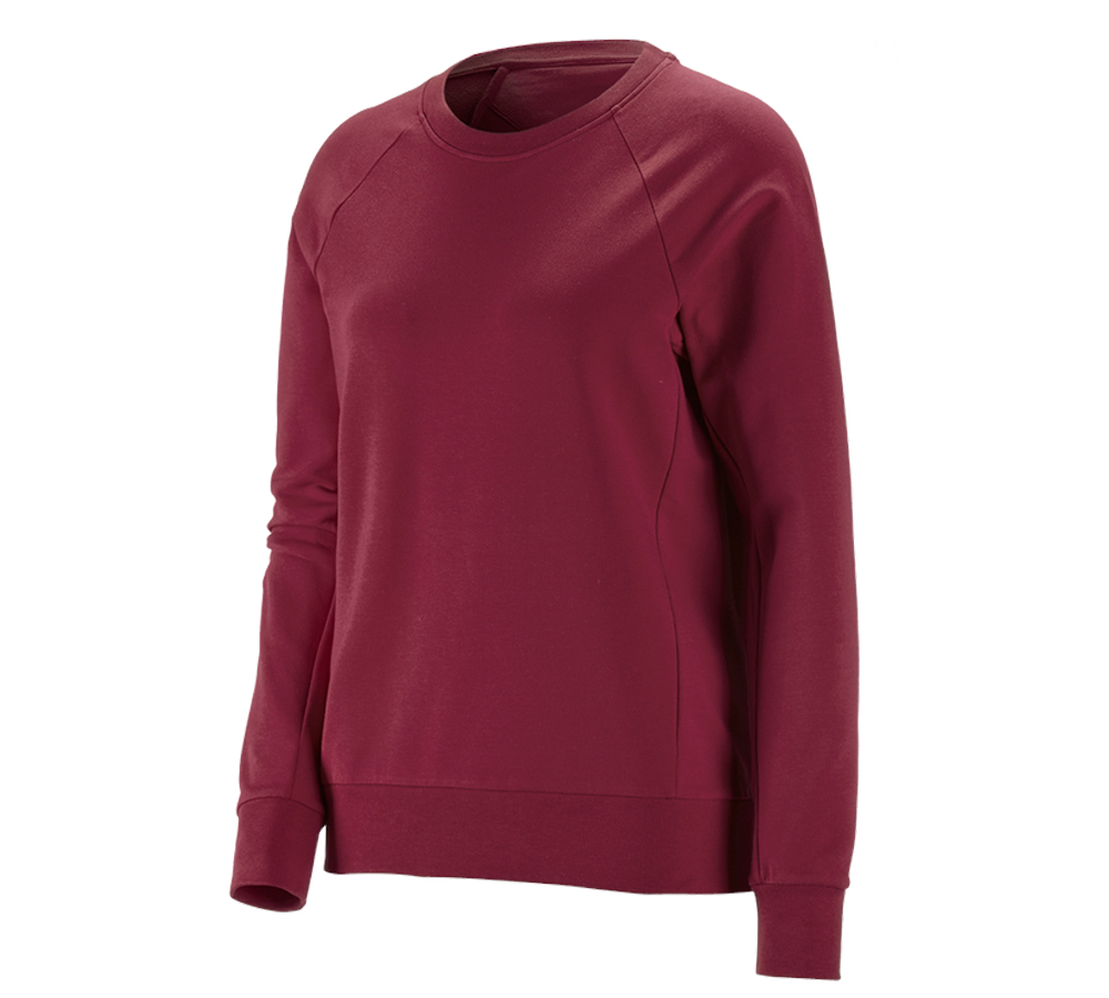 Överdelar: e.s. Sweatshirt cotton stretch, dam + bordeaux