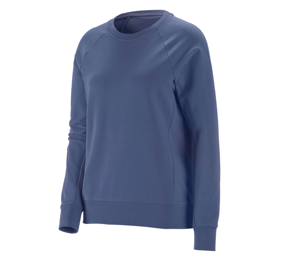 Överdelar: e.s. Sweatshirt cotton stretch, dam + kobolt