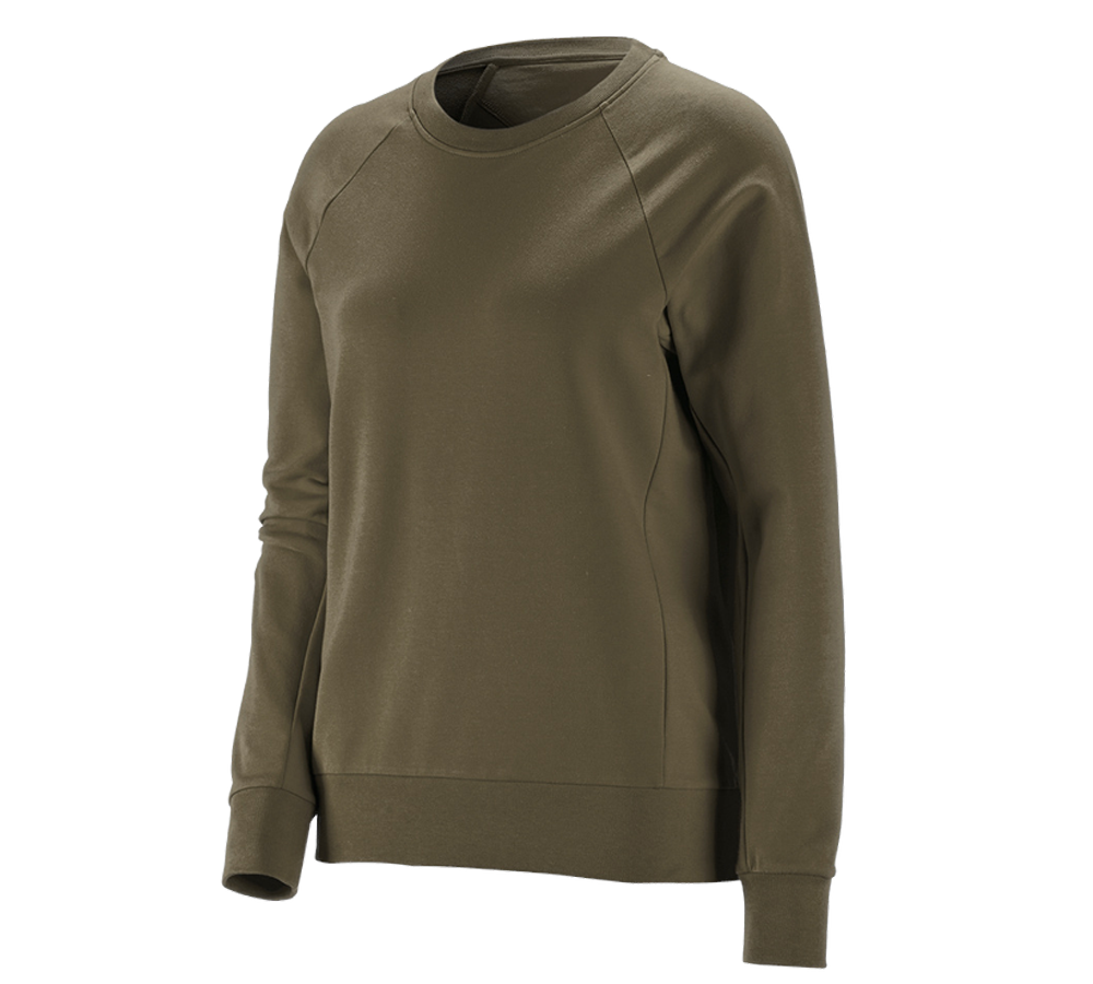 Överdelar: e.s. Sweatshirt cotton stretch, dam + slamgrön
